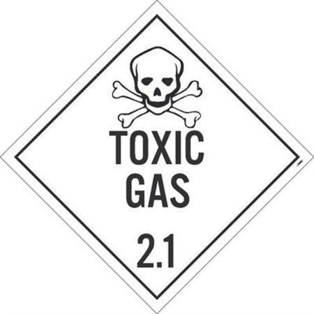 NMC Toxic Gas 2.1 Dot Placard Sign, Pk10, Material: Adhesive Backed Vinyl DL126P10